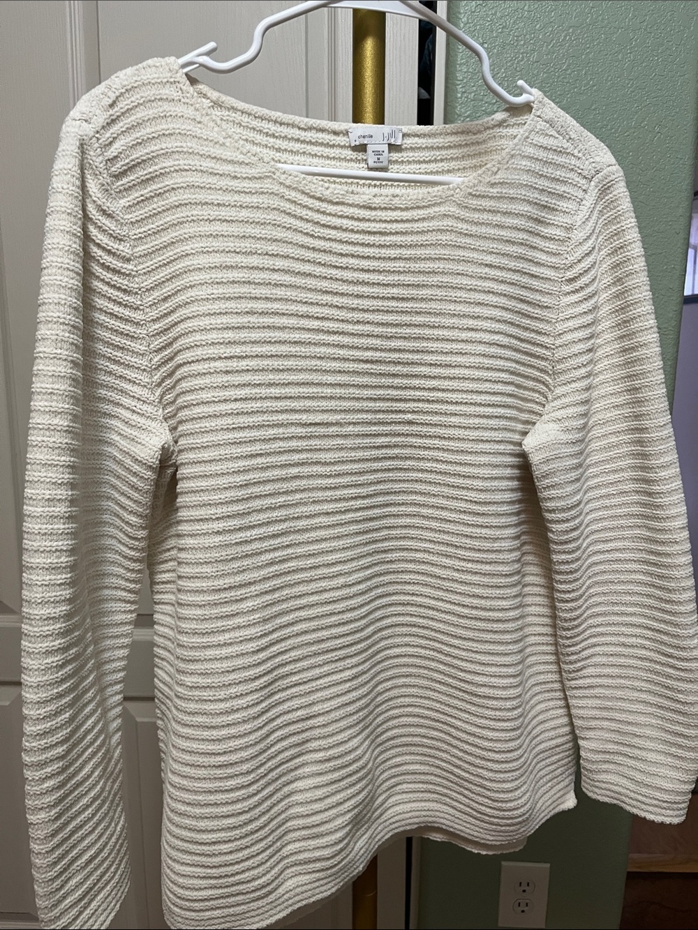 J. Jill Cream Chenile Textured Boatneck Sweater Sz Med Womens